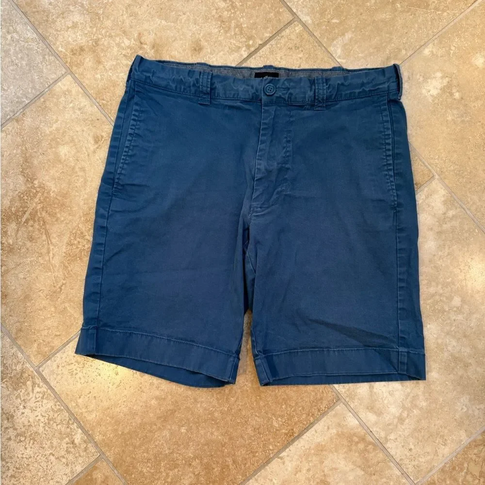J. Crew Navy Flat-Front Chino Shorts